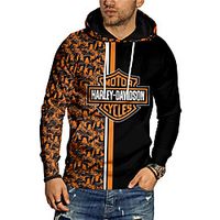 Men's Unisex Pullover Hoodie Sweatshirt Color Block Graphic Prints Letter Print Daily Sports 3D Print 3D Print Casual Hoodies Sweatshirts  Orange Lightinthebox - thumbnail