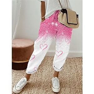 Women's Sweatpants Pants Trousers Long Faux Linen Print Pocket Stretchy High Waist Active Fashion Valentine's Day Vacation Pink S M Spring Lightinthebox