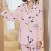 Pure Cotton Silk Breathable Thin Two Piece Sleepwear Suit