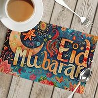 1PC  Coloful Ramadan Eid Mubarak Pattern Placemat Table Mat 12x18 Inch Table Mats for Party Kitchen Dining Decoration Lightinthebox