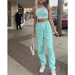 amazon hot spring 2020 women's european and american foreign trade printing and dyeing home pajamas suit vest trousers home service Lightinthebox