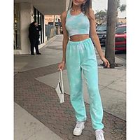 amazon hot spring 2020 women's european and american foreign trade printing and dyeing home pajamas suit vest trousers home service Lightinthebox - thumbnail