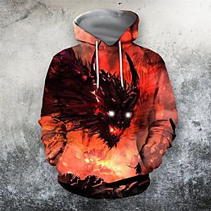 Men's Pullover Hoodie Sweatshirt Dragon Graphic Prints Print Casual Daily Sports 3D Print Sportswear Casual Hoodies Sweatshirts  Red miniinthebox