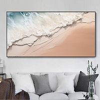 Hand-painted Minimalist Ocean Painting on Canvas 3D Textured Wall Art Earth Tone Seawaves Wall Art Living Room Painting Fashion Room Decor No Frame Lightinthebox - thumbnail