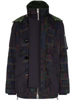 Sacai tapestry-style panel hooded jacket - Blue - thumbnail