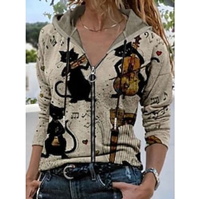Women's Casual Jacket Short Slim Fit Coat Apricot Stylish Casual Daily Fall Winter Zipper Hoodie Regular Fit S M L XL XXL 3XL Lightinthebox