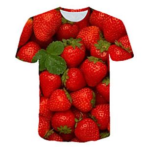 Men's T shirt Shirt Color Block 3D Fruit Plus Size Print Short Sleeve Daily Tops Basic Exaggerated Round Neck Red / Sports miniinthebox