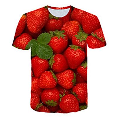 Men's T shirt Shirt Color Block 3D Fruit Plus Size Print Short Sleeve Daily Tops Basic Exaggerated Round Neck Red / Sports miniinthebox