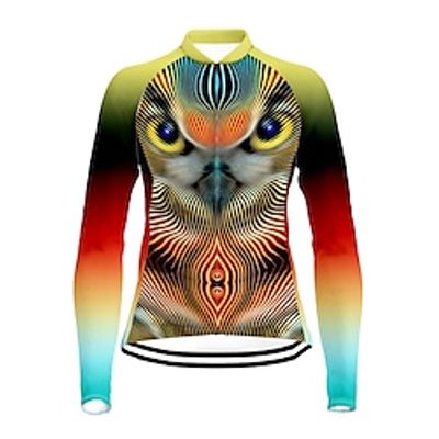 21Grams Women's Cycling Jersey Long Sleeve Bike Top with 3 Rear Pockets Mountain Bike MTB Road Bike Cycling Breathable Quick Dry Moisture Wicking Reflective Strips Green Animal Polyester Spandex Lightinthebox
