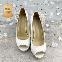 Women's Heels Wedding Shoes Lolita Wedding Party Wedding Heels Bridal Shoes Bridesmaid Shoes Satin Flower Platform Stiletto Heel Peep Toe Elegant Satin Loafer White Lightinthebox - thumbnail