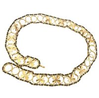 Vintage Chanel Golden Skinny Chain And Leather Belt With Clovers And Hoop Motifs. Can Be Necklace Too.