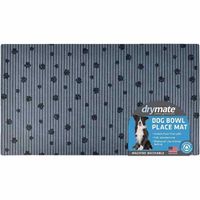 Drymate Dog Bowl Place Mat Paw Stripe Grey Black 12X20 Inches