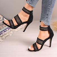 Women's Sandals Plus Size Outdoor Vacation Stiletto Open Toe Classic Nylon Loafer Black Lightinthebox