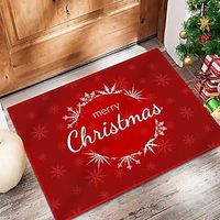 Christmas Doormat for Entering the House, Red Doormat with Dirt on the Entrance, Crystal Velvet Anti Slip Bathroom Floor Mat with Water Absorption Lightinthebox - thumbnail