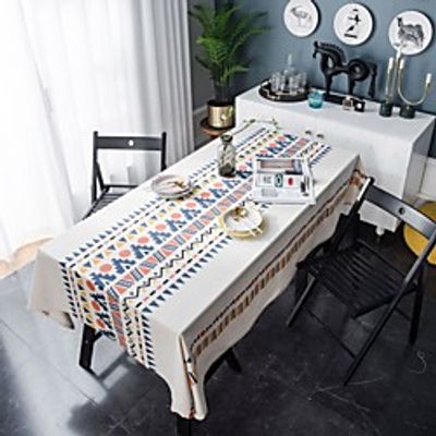 Table Cloth Cotton Dust-Proof Classic Printing Table Cover,Stain Proof,Water Resistant Washable Table,Decorative Oblong Table Cover for Kitchen,Holiday miniinthebox