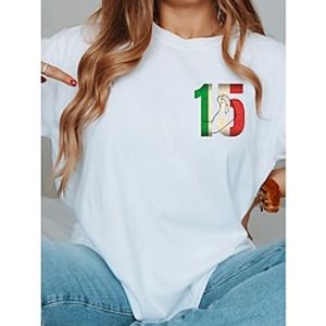 Women's T shirt Tee 100% Cotton Graphic White Print Short Sleeve Daily Weekend Fashion Round Neck Regular Fit Summer Lightinthebox