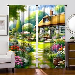 2 Panels Countryside Curtain Drapes Blackout Curtain For Living Room Bedroom Kitchen Window Treatments Thermal Insulated Room Darkening Lightinthebox