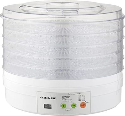 Olsenmark Food Dehydrator, 5pcs Tray, Adjustable Thermostat-(White)-(OMFD2464)