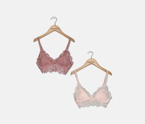 Womens 2 Pck Removable Pads Bralette  Blush/Pink