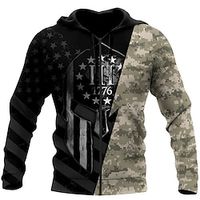 Men's Full Zip Hoodie Jacket Black Hooded Camouflage Graphic Prints National Flag Zipper Print Sports  Outdoor Daily Sports 3D Print Streetwear Designer Casual Spring   Fall Clothing Apparel Hoodies Lightinthebox