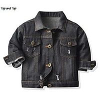 top and top fashion toddler little boys girls casual denim coats long sleeve holes buttons down jeans jackets kids outerwear x0728 Lightinthebox - thumbnail