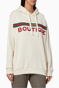 Boutique Print Hooded Sweatshirt in Cotton Jersey