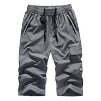 Men's Cargo Shorts Shorts Drawstring Elastic Waist Multi Pocket Plain Wearable Calf-Length Outdoor Daily Going out Fashion Classic Black Dark Blue Lightinthebox