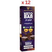 Healthy & Tasty Keto Bar Double Chocolate 60 G, Box Of 12, No Added Sugar, Wheat Free, 6G Protein, 240 Kcal, 16G Fat, 6G Net Carbs