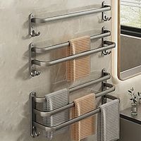 1pc Space-Saving Wall Mounted Towel Rack - Aluminum Shower Room Holder for Bathroom Towels and Washroom Storage Lightinthebox - thumbnail
