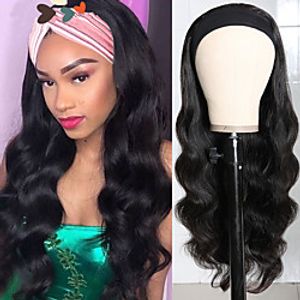 Synthetic Wig Wavy Body Wave With Headband Wig Long Very Long Natural Black Synthetic Hair Women's Soft Classic Cool Black  African American Wig Lightinthebox