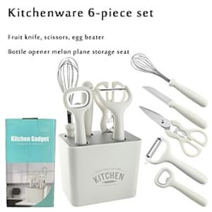 1pc kitchen tools six piece setFruit knife scissors egg beaterBottle opener melon plane storage seat miniinthebox
