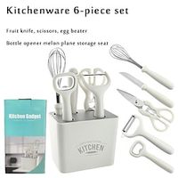 1pc kitchen tools six piece setFruit knife scissors egg beaterBottle opener melon plane storage seat miniinthebox - thumbnail