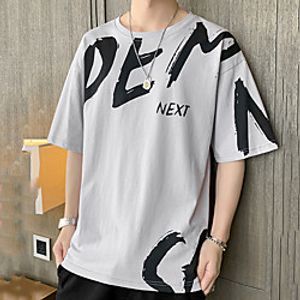 Men's Unisex Tee T shirt Hot Stamping Graphic Prints Letter Plus Size Print Short Sleeve Casual Tops Cotton Basic Fashion Designer Big and Tall Black Gray miniinthebox
