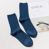 Men Long Solid Stripe Socks Cashmere Wool Thickening