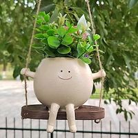Swing Face Planter Pot Hanging Head for Indoor Outdoor Plant Succulent Pots String of Pearls Live Resin Flower Best Gift Mother and Teacher Appreciation miniinthebox - thumbnail