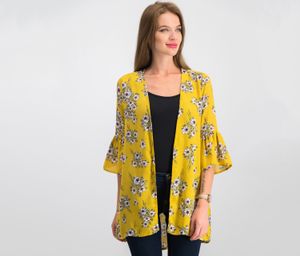 Womens Bell Sleeve Kimono  Mustard