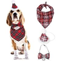 Pet Christmas Party Dress Up Dog Christmas Triangle Scarf Cat Christmas Bell Bowtie Christmas Hat Lightinthebox - thumbnail