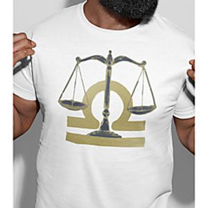 Men's Unisex Tee T shirt Hot Stamping Graphic Prints Libra Plus Size Print Short Sleeve Casual Tops Cotton Basic Fashion Designer Big and Tall White Lightinthebox