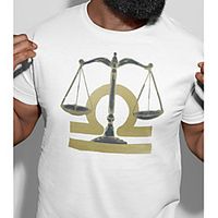 Men's Unisex Tee T shirt Hot Stamping Graphic Prints Libra Plus Size Print Short Sleeve Casual Tops Cotton Basic Fashion Designer Big and Tall White Lightinthebox - thumbnail