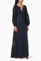 Rosha Embroidered Belted Dress Rosha Embroidered Belted Dress