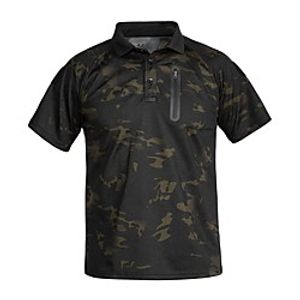 Men's Hunting T-shirt Tee shirt Solid Colored Camo Outdoor Summer Ventilation Fast Dry Breathable Outdoor Nylon Black Camouflage Khaki Green Lightinthebox