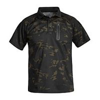 Men's Hunting T-shirt Tee shirt Solid Colored Camo Outdoor Summer Ventilation Fast Dry Breathable Outdoor Nylon Black Camouflage Khaki Green Lightinthebox - thumbnail