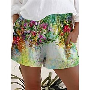 Women's Loungewear Pants Flower Fashion Casual Comfort Home Daily Vacation Polyester Breathable Pocket Elastic Waist Summer Spring Lake blue Blue Lightinthebox