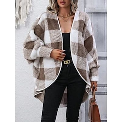 Women's Fleece Sherpa Jacket Teddy Coat Plaid Winter Coat Windproof Thermal Warm Heated Open Front Jacket Long Sleeve Fall Outerwear Khaki Lightinthebox Women's Fleece Sherpa Jacket Teddy Coat Plaid Winter Coat Windproof Thermal Warm Heated Open Front Jacket Long Sleeve Fall Outerwear Khaki Lightinthebox