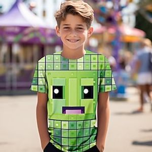 Boys 3D Cartoon Geometric Tee Shirt Short Sleeve 3D Print Summer Active Sports Fashion Polyester Kids 3-12 Years Crew Neck Outdoor Casual Daily Regular Fit Lightinthebox