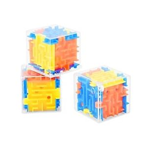 3D Cube Maze Puzzle 3 Pack Teenagers Maze Puzzle Box Mind Puzzles for Teenagers 8-14 Years Old (Blue Yellow Orange) Lightinthebox