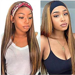 Synthetic Wig Natural Straight With Headband Wig Medium Length Black / Brown Synthetic Hair Women's Cosplay Party Fashion Black Brown miniinthebox
