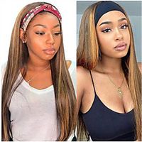 Synthetic Wig Natural Straight With Headband Wig Medium Length Black / Brown Synthetic Hair Women's Cosplay Party Fashion Black Brown miniinthebox - thumbnail