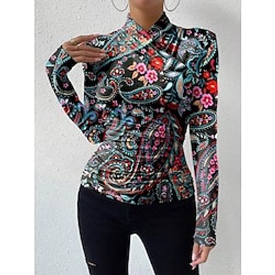 Women's Shirt Blouse Floral Black Green Print Sleeveless Casual Holiday Fashion V Neck Regular Fit Summer Lightinthebox