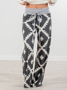 High-waisted casual plaid pants